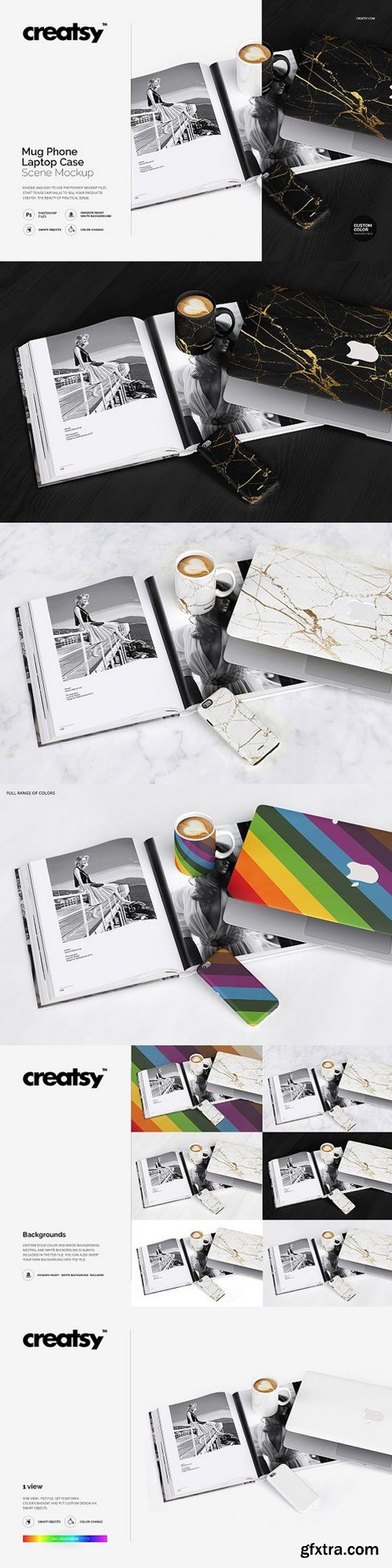 CM - Mug Phone Laptop Case Scene Mockup 1151992