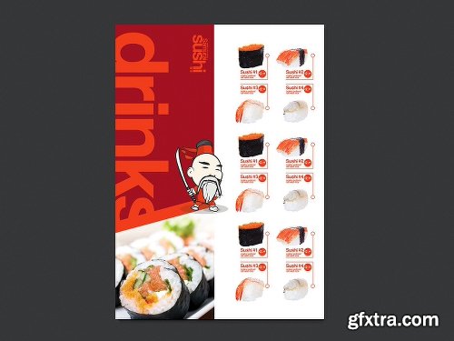 CreativeMarket A4 Sushi Menu Template 946785