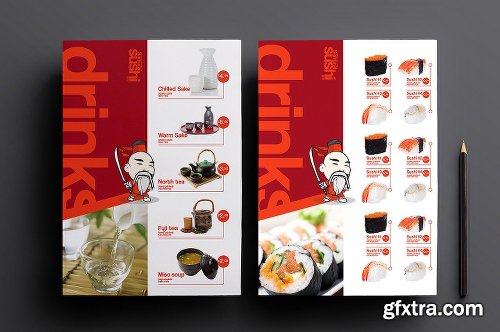 CreativeMarket A4 Sushi Menu Template 946785