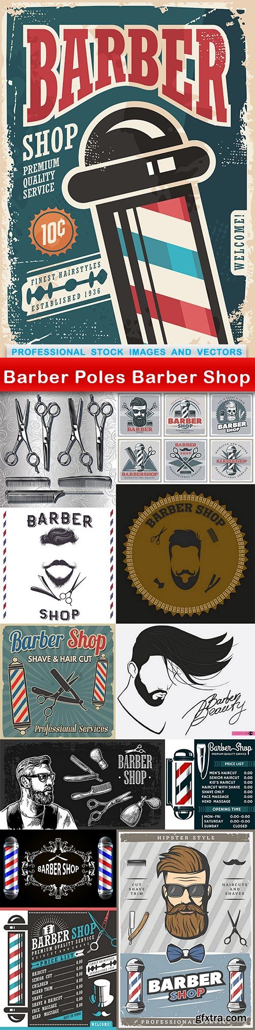 Barber Poles Barber Shop - 12 EPS