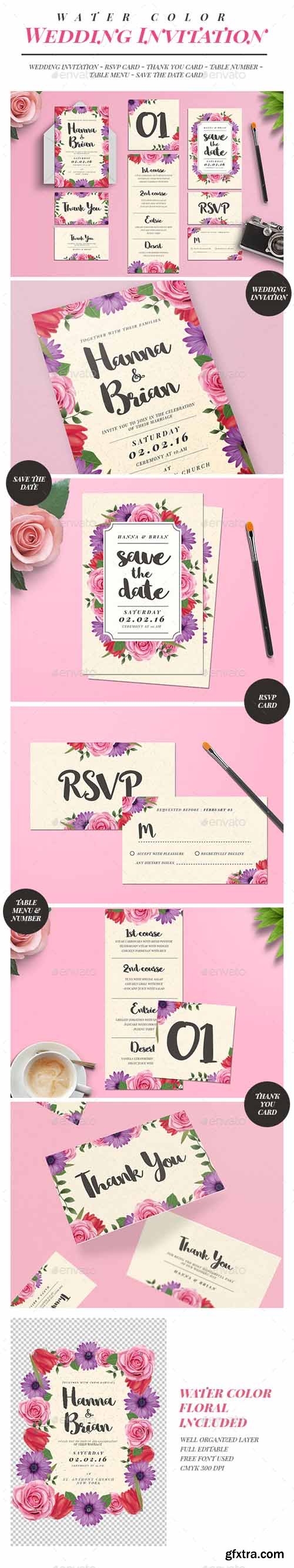 GR - Watercolor Floral Wedding Invitation Suite 16212263