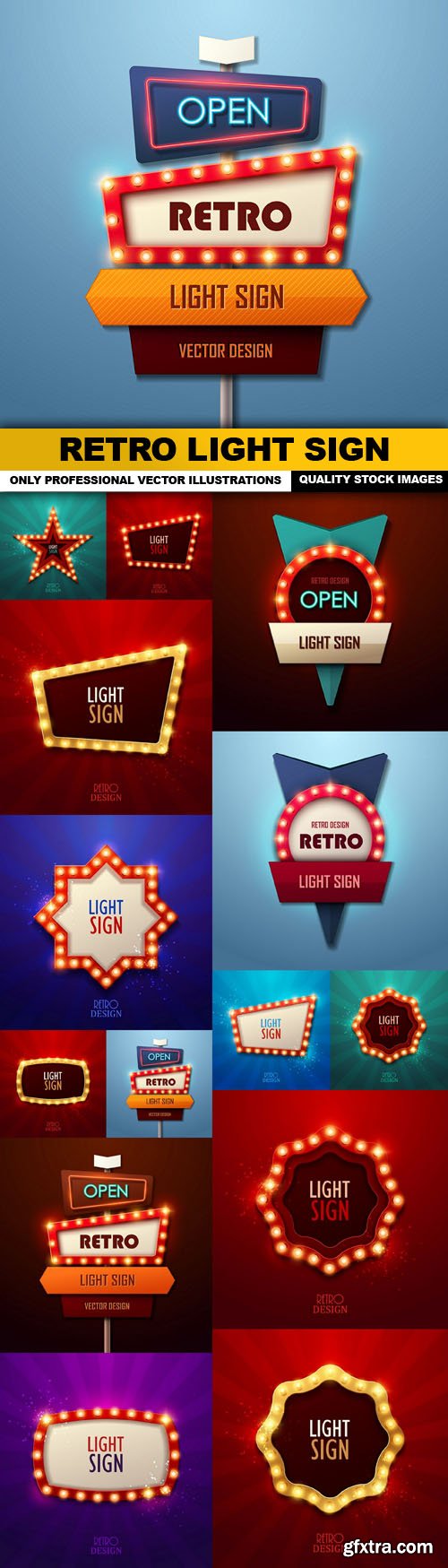 Retro Light Sign - 14 Vector