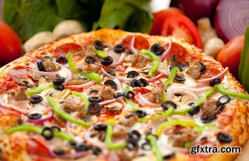 Collection of pizza ingredients of products for the preparation of a vegetable pie 2-25 HQ Jpeg