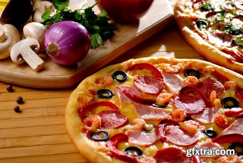 Collection of pizza ingredients of products for the preparation of a vegetable pie 2-25 HQ Jpeg