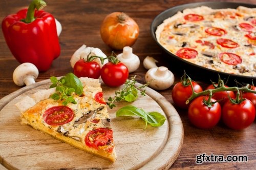 Collection of pizza ingredients of products for the preparation of a vegetable pie 2-25 HQ Jpeg