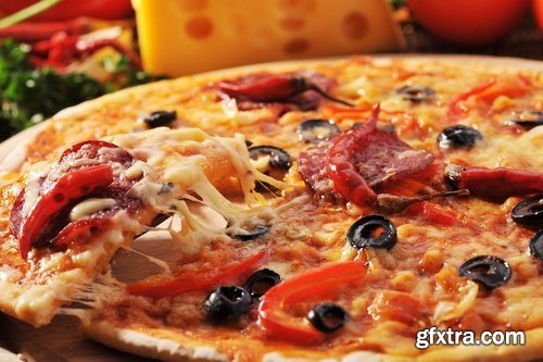 Collection of pizza ingredients of products for the preparation of a vegetable pie 2-25 HQ Jpeg