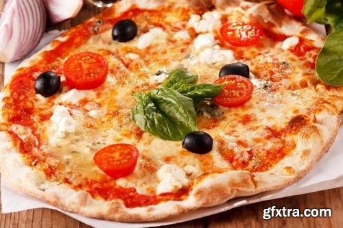 Collection of pizza ingredients of products for the preparation of a vegetable pie 2-25 HQ Jpeg