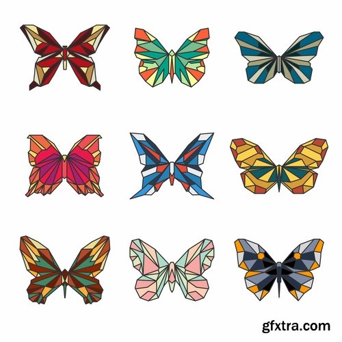 Collection of hand drawn butterfly colorful insect wing 25 EPS