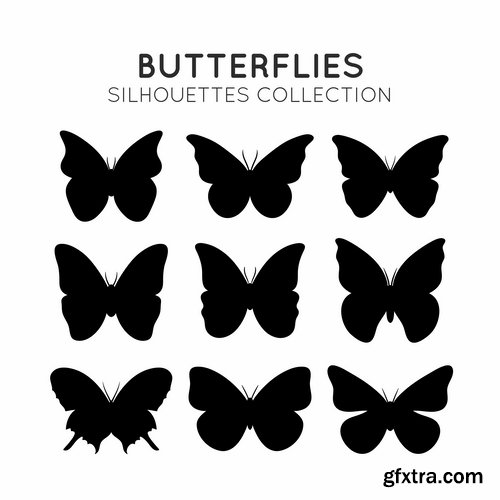 Collection of hand drawn butterfly colorful insect wing 25 EPS