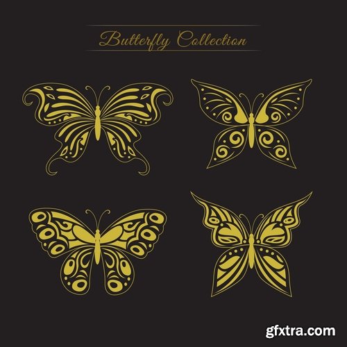 Collection of hand drawn butterfly colorful insect wing 25 EPS