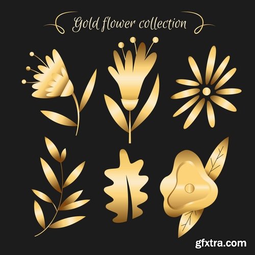 Collection of gold calligraphic design elements feather heart arrow wallpaper pattern 25 EPS