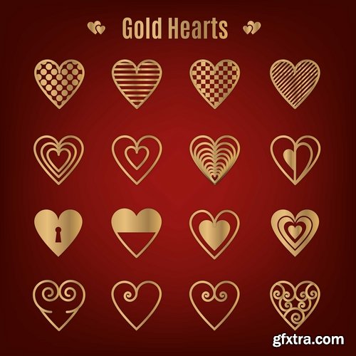 Collection of gold calligraphic design elements feather heart arrow wallpaper pattern 25 EPS