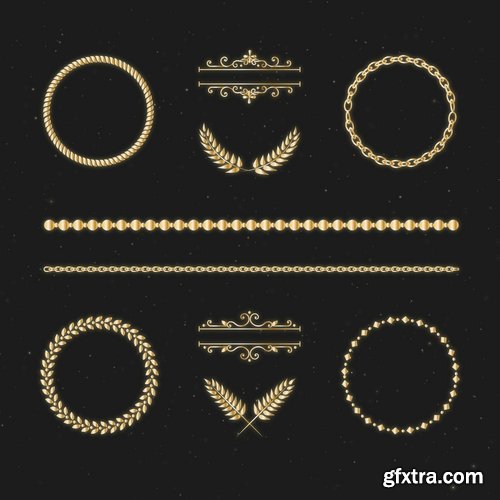 Collection of gold calligraphic design elements feather heart arrow wallpaper pattern 25 EPS