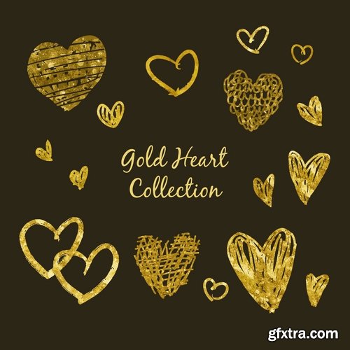 Collection of gold calligraphic design elements feather heart arrow wallpaper pattern 25 EPS