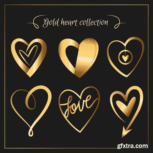 Collection of gold calligraphic design elements feather heart arrow wallpaper pattern 25 EPS