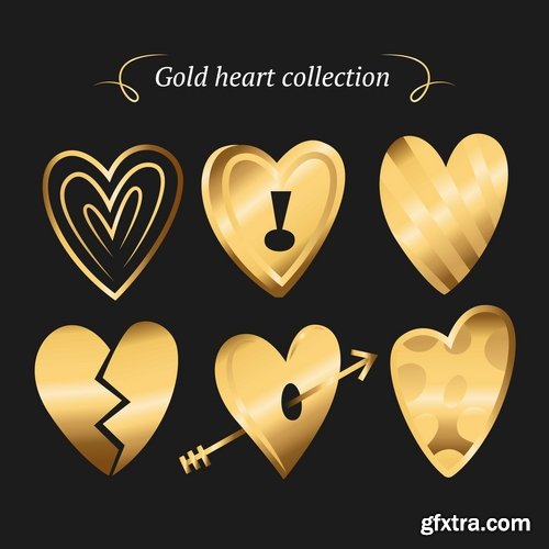 Collection of gold calligraphic design elements feather heart arrow wallpaper pattern 25 EPS