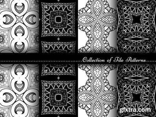 Collection of black and white abstract calligraphic wallpaper pattern example 25 EPS