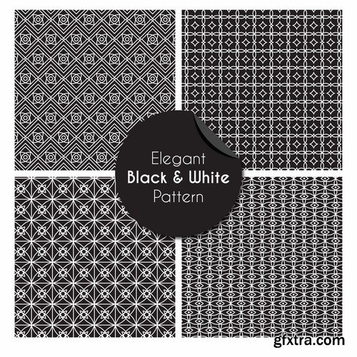 Collection of black and white abstract calligraphic wallpaper pattern example 25 EPS