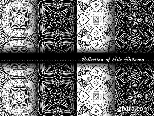 Collection of black and white abstract calligraphic wallpaper pattern example 25 EPS