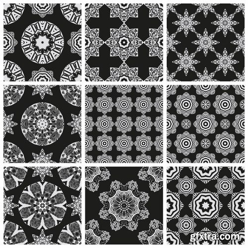 Collection of black and white abstract calligraphic wallpaper pattern example 25 EPS