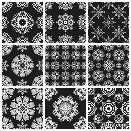 Collection of black and white abstract calligraphic wallpaper pattern example 25 EPS