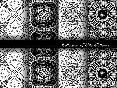 Collection of black and white abstract calligraphic wallpaper pattern example 25 EPS