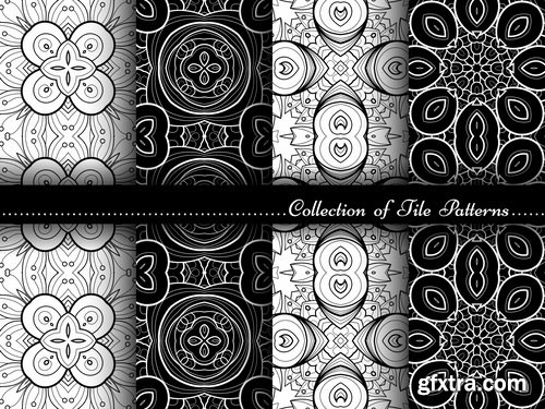 Collection of black and white abstract calligraphic wallpaper pattern example 25 EPS