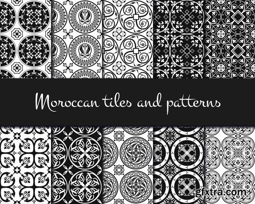 Collection of black and white abstract calligraphic wallpaper pattern example 25 EPS