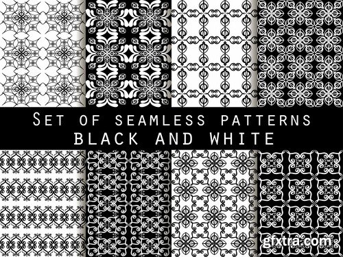 Collection of black and white abstract calligraphic wallpaper pattern example 25 EPS