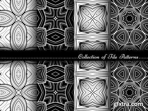 Collection of black and white abstract calligraphic wallpaper pattern example 25 EPS