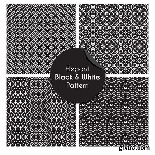 Collection of black and white abstract calligraphic wallpaper pattern example 25 EPS