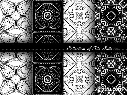 Collection of black and white abstract calligraphic wallpaper pattern example 25 EPS