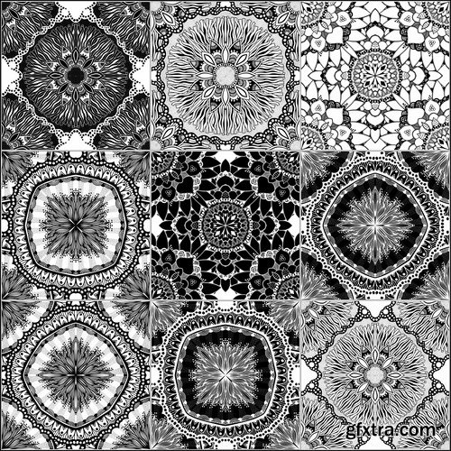 Collection of black and white abstract calligraphic wallpaper pattern example 25 EPS