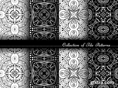 Collection of black and white abstract calligraphic wallpaper pattern example 25 EPS