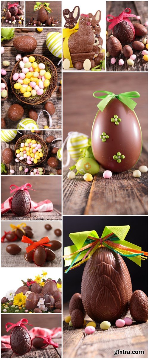 Assorted chocolate for Easter on wooden background #2 12X JPEG