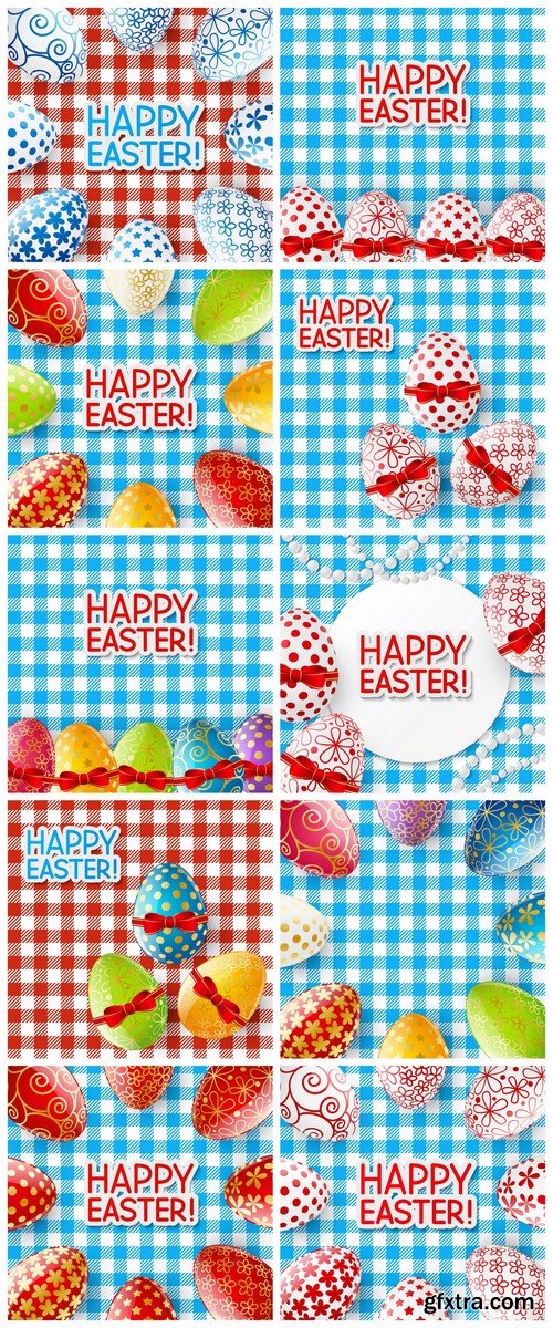 Color Easter eggs on the tablecloth 10X EPS