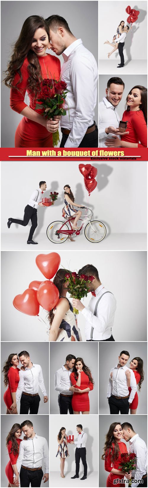 Man with a bouquet of flowers for his beautiful woman