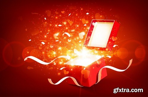 Gift box on a red background - 8 EPS