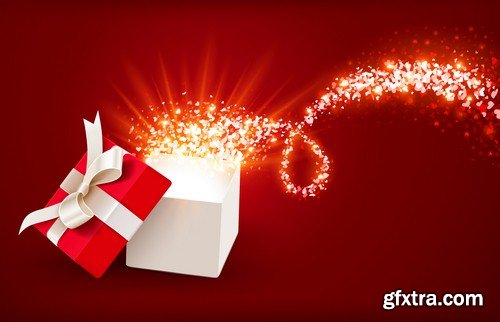 Gift box on a red background - 8 EPS