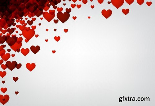 White background with red hearts - 8 EPS