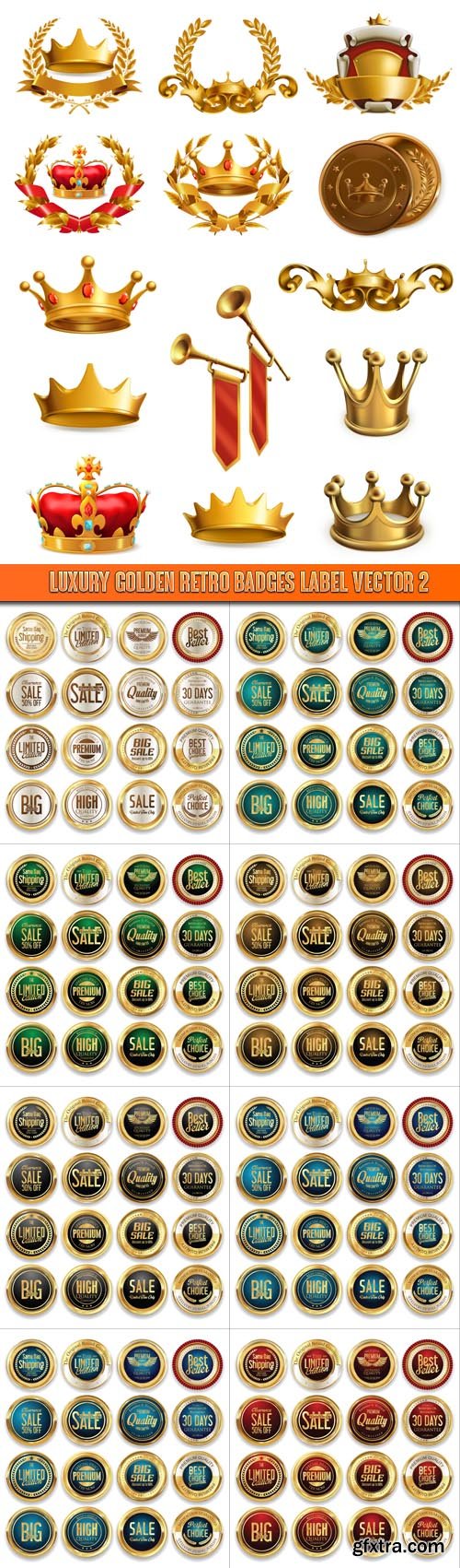 Luxury golden retro badges labels vector 2