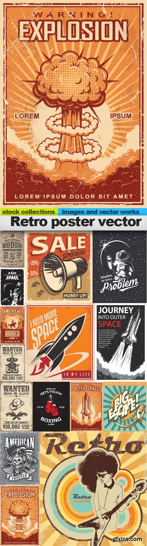 Retro poster vector, 15 x EPS