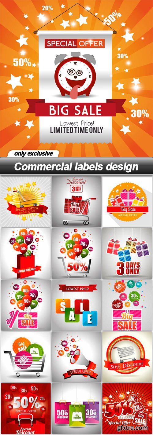 Commercial labels design - 17 EPS