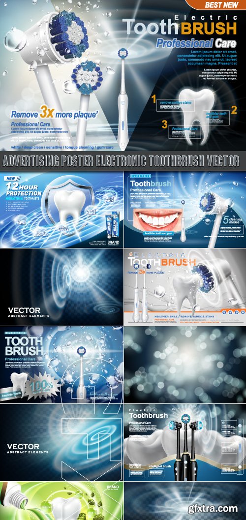 Advertising poster electronic toothbrush vector