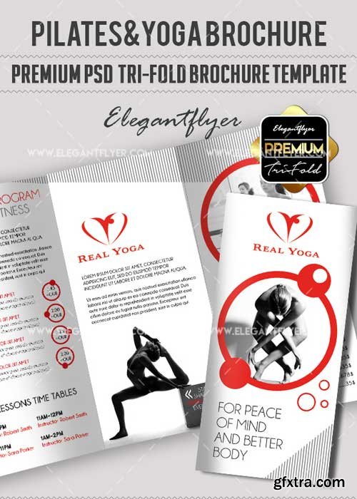 Pilates&Yoga V1 Premium Tri-Fold PSD Brochure Template