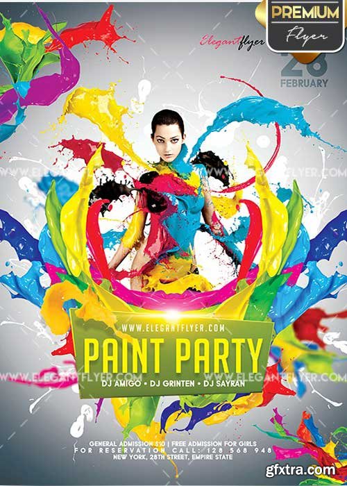 Paint Party V02 Flyer PSD Template + Facebook Cover