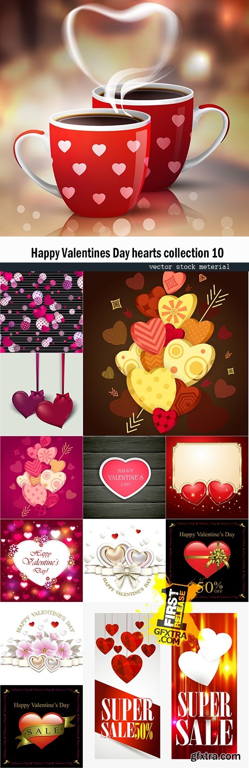 Happy Valentines Day hearts collection 10