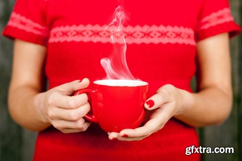 Collection of hot drink tea coffee thermos cup of boiling water sweet holiday sweater 25 HQ Jpeg