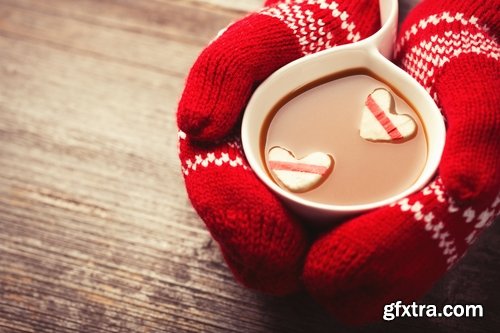 Collection of hot drink tea coffee thermos cup of boiling water sweet holiday sweater 25 HQ Jpeg