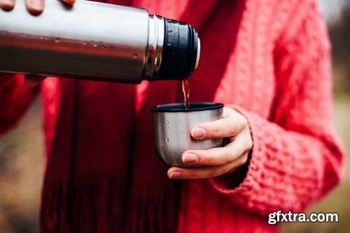 Collection of hot drink tea coffee thermos cup of boiling water sweet holiday sweater 25 HQ Jpeg